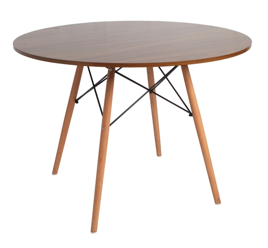 MESA CHARLES EAMES MADEIRA 90 CM - Tampo Madeirado Castanho